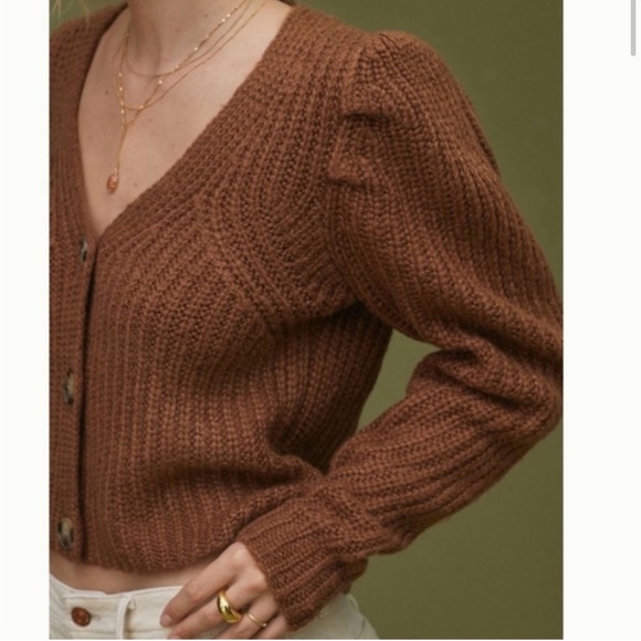 ✨ Anthropologie Ribbed Chunky Cardigan Sz S - Picture 2 of 5